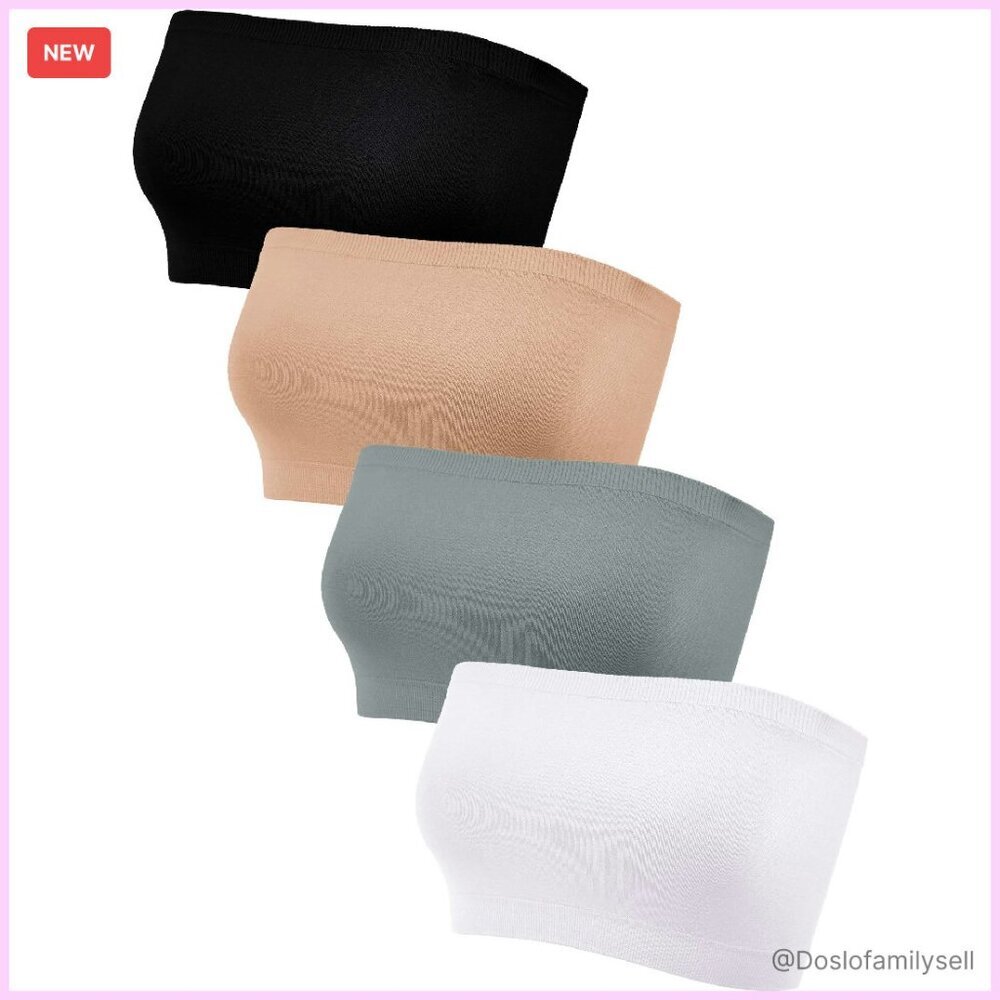 Seamless Strapless Bandeau Bra Set Stretchy Non Padded Chic Minimal